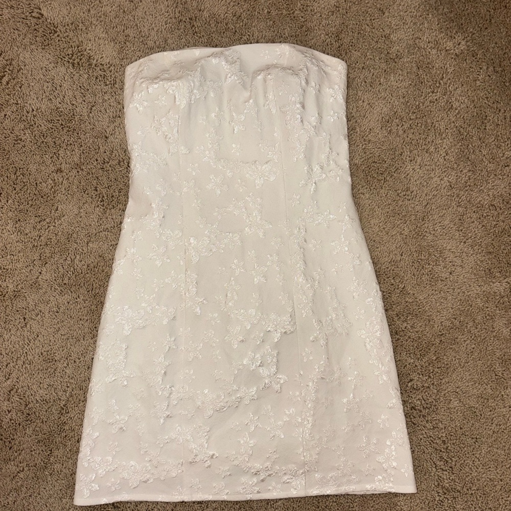 Princess Polly Strapless Floral Dress - White